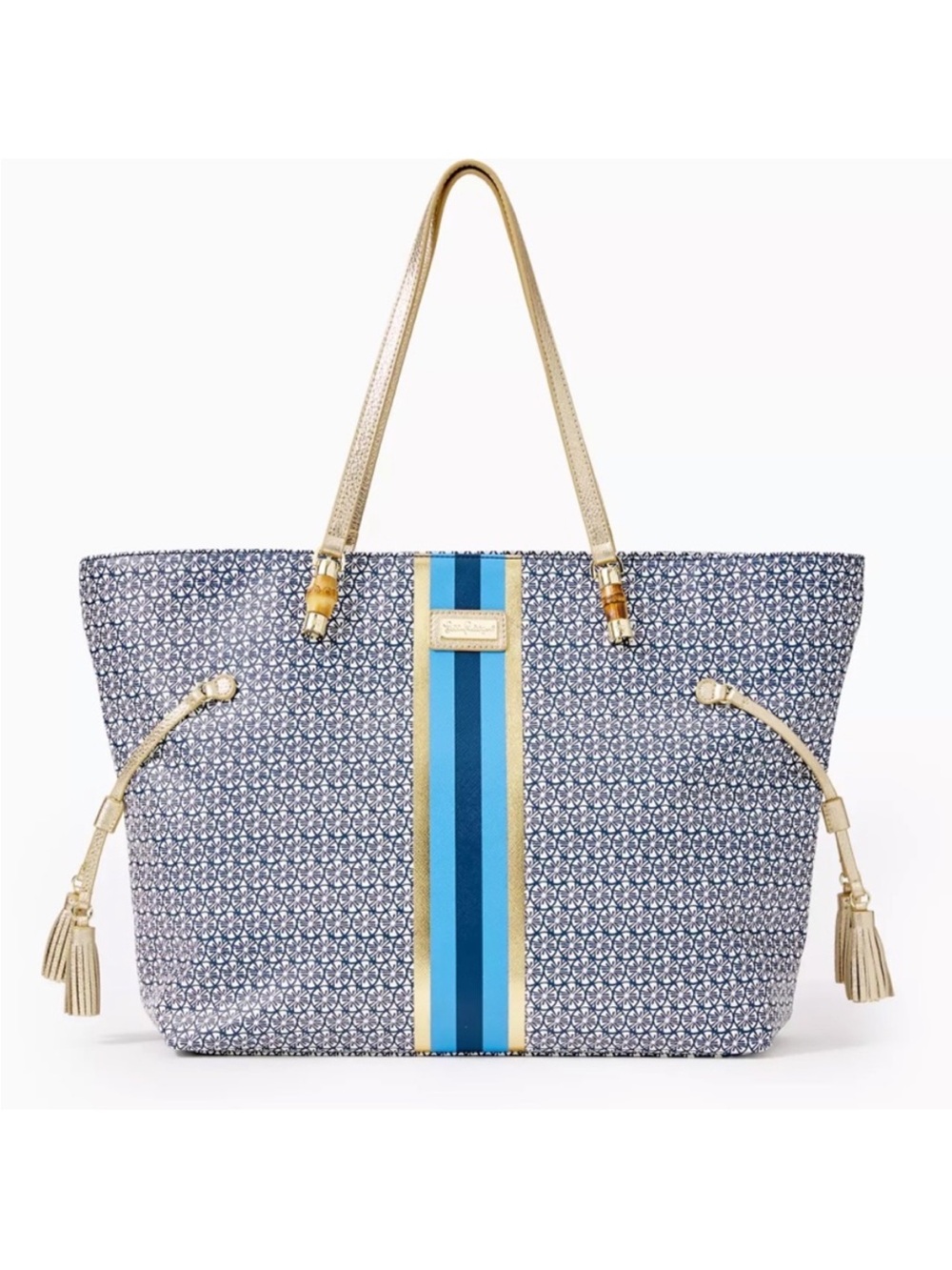 Lilly Pulitzer Mizner Tote In True Navy Lillys Lemons NWOT